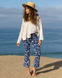 Bell Pant - Gaia 13 Bell Pant - Gaia -Swim Supply Store Bell Gaia Blue Floral Pattern Pants Apparel Clothing Sun Protective UV Protection 8