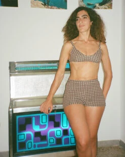 Bobby Shorts - Mustang -Swim Supply Store Bobby Mustang Brown Plaid Bikini Shorts Swim Suit 6