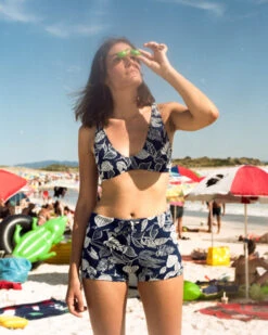 Brasilia Bikini Top - Gaia -Swim Supply Store Brasilia Gaia Blue Textured Floral Pattern Bikini Swim Suit 10