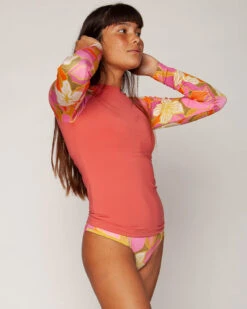 Doheny Rashguard - Akala 12 Doheny Rashguard - Akala -Swim Supply Store Doheny Akala Orange Floral Pattern Rashguard Long Sleeve Sun Protection 3