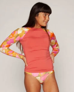 Doheny Rashguard - Akala 10 Doheny Rashguard - Akala -Swim Supply Store Doheny Akala Orange Floral Pattern Rashguard Long Sleeve Sun Protection 5