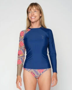 Doheny Rashguard - Genoa -Swim Supply Store Doheny Genoa Blue Multicolor Floral Pattern Rashguard Long Sleeve Sun Protection 1