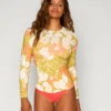 Doheny Rashguard - Jani 1 Doheny Rashguard - Jani -Swim Supply Store Doheny Jani Yellow Orange Floral Pattern Rashguard Long Sleeve Sun Protection 1