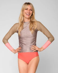 Doheny Rashguard - Shells -Swim Supply Store Doheny Shells Green Pink Gray Pattern Rashguard Long Sleeve Sun Protection 5
