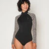 Gaviotas Surf Suit - Aries -Swim Supply Store Gaviotas Aries Black Brown Pattern Long Sleeve Surf Suit UV Protection Swim Suit 3