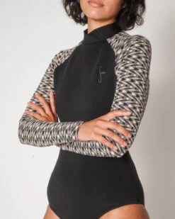 Gaviotas Surf Suit - Aries -Swim Supply Store Gaviotas Aries Black Brown Pattern Long Sleeve Surf Suit UV Protection Swim Suit 8