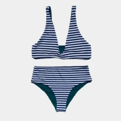Brasilia Reversible Bikini Bottom - Navy Stripe -Swim Supply Store SEEA AO21 Brasilia Stripe 01