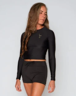 Palomar Crop Top Rashguard - Black 17 Palomar Crop Top Rashguard - Black -Swim Supply Store SEEA Palomar Rashguard Black 4X5 11
