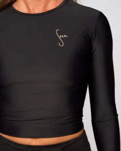 Palomar Crop Top Rashguard - Black 25 Palomar Crop Top Rashguard - Black -Swim Supply Store SEEA Palomar Rashguard Black 4X5 12